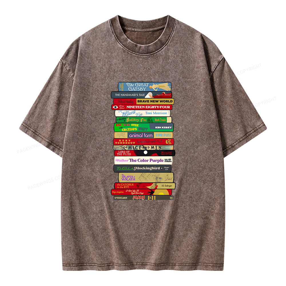 Pagewings Classic Banned Books Unisex Washed T-shirt