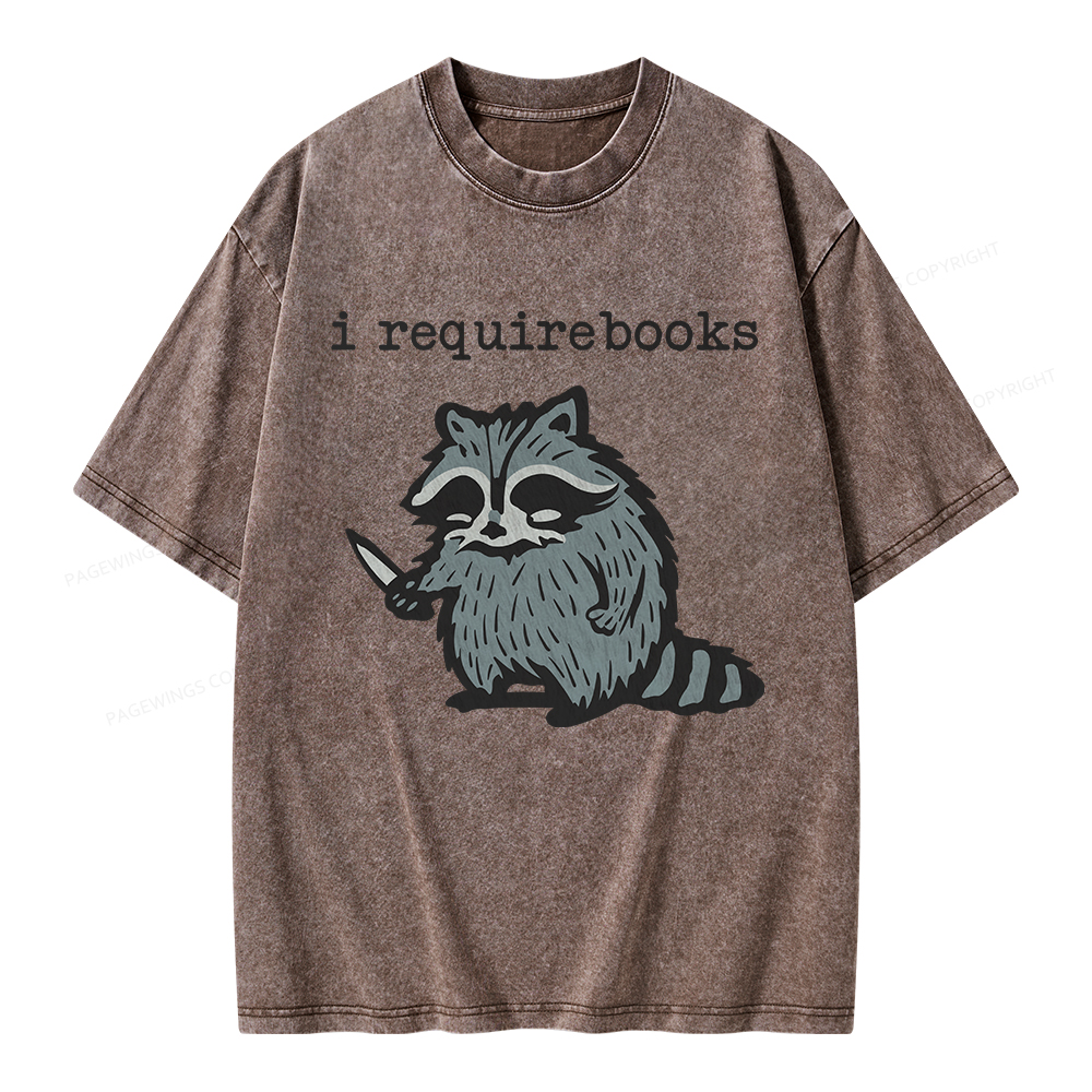 Pagewings I Require Books Unisex Washed T-shirt