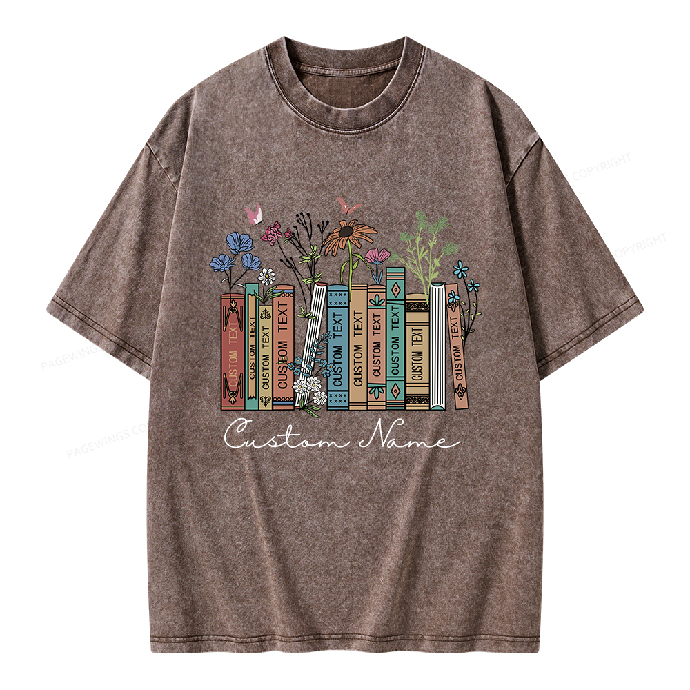 Pagewings Personalized Name Text Unisex Washed T-shirt