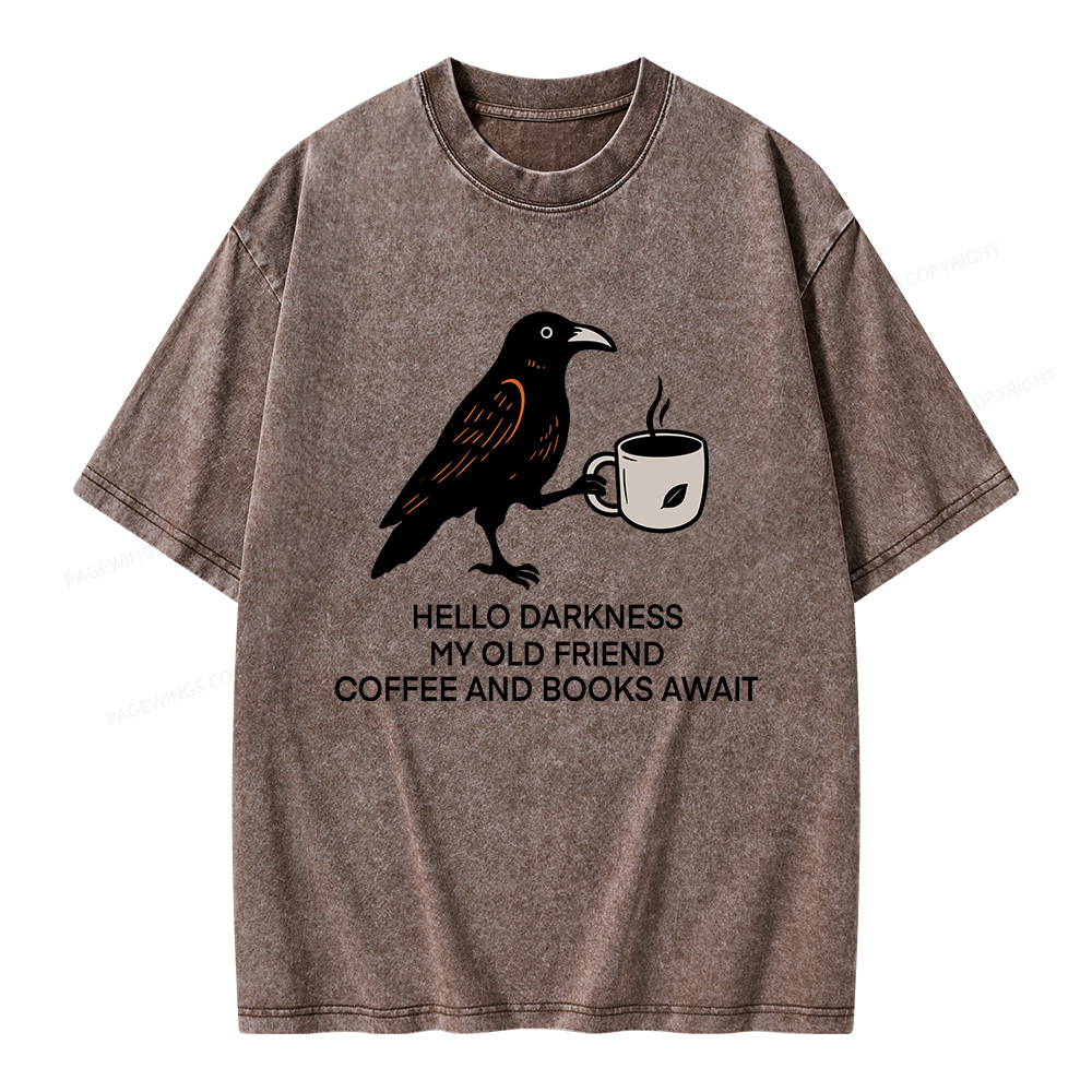 Pagewings Coffee And Books Await Unisex Washed T-shirt