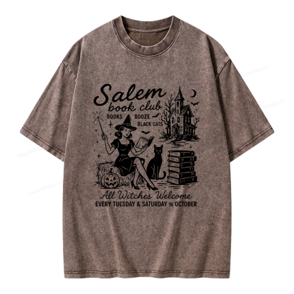 Pagewings Salem Book Club Unisex Washed T-shirt