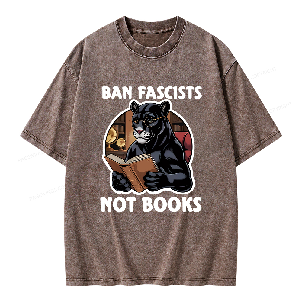 Pagewings Ban Fascists Not Books Unisex Washed T-shirt