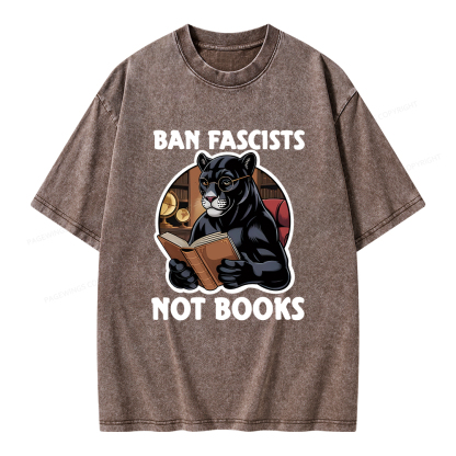 Pagewings Ban Fascists Not Books Unisex Washed T-shirt