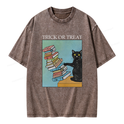 Pagewings Trick or Treat Unisex Washed T-shirt
