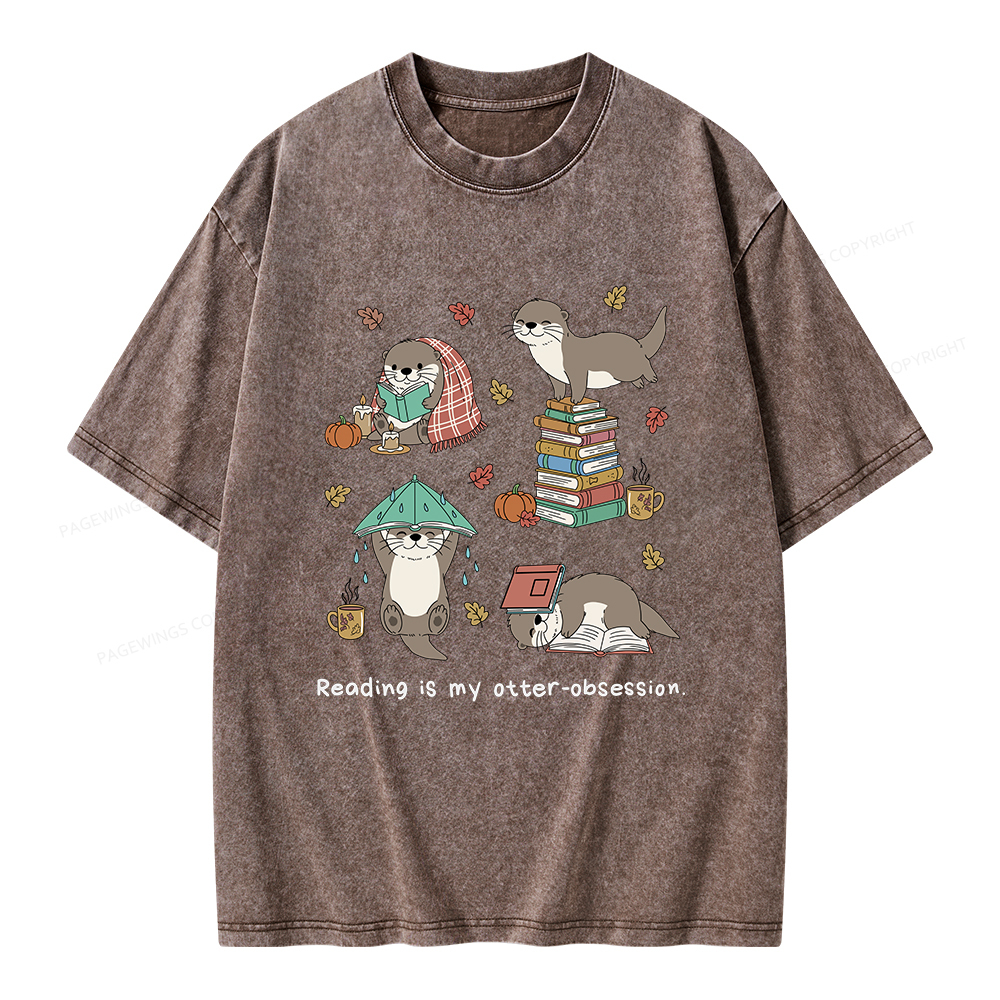 Pagewings Reading Is My Otter-Obsession Unisex Washed T-shirt