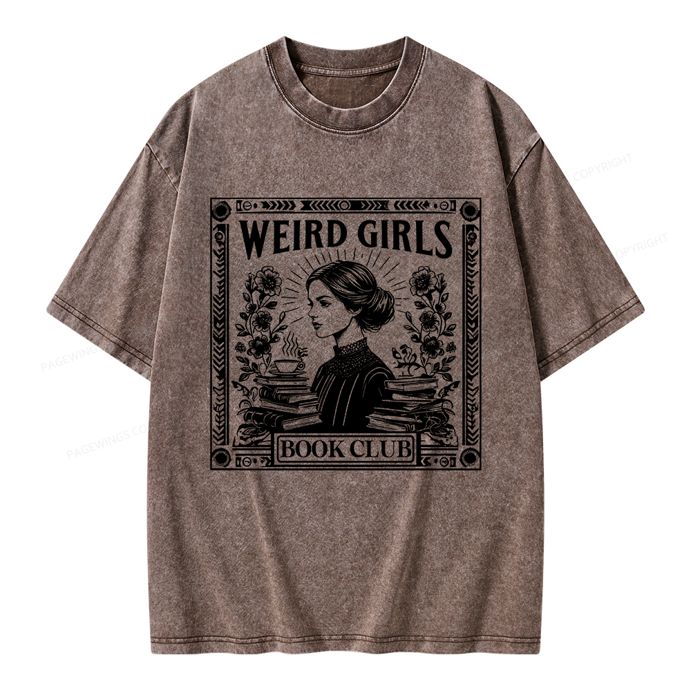 Pagewings Weird Girls Book Club Unisex Washed T-shirt