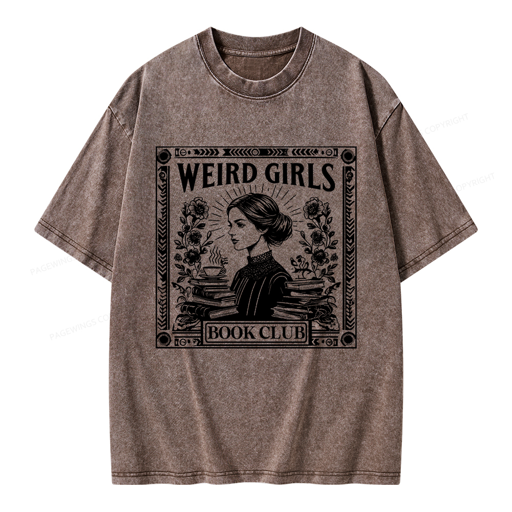Pagewings Weird Girls Book Club Unisex Washed T-shirt