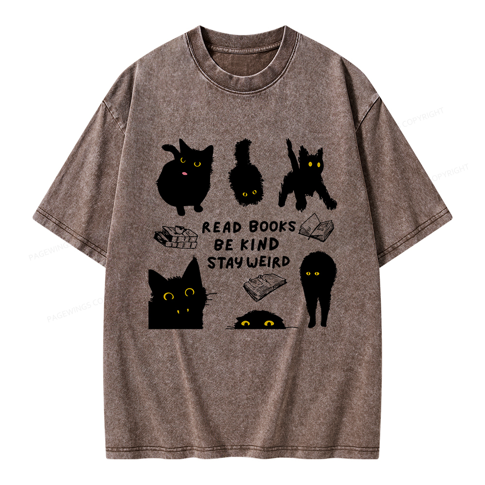 Pagewings Read Books Be Kind Stay Weird Unisex Washed T-shirt