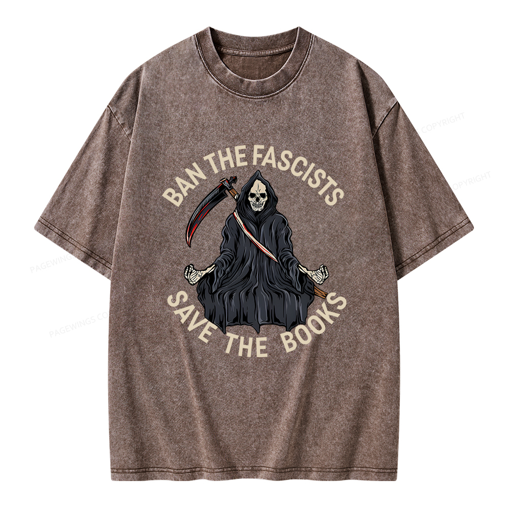 Pagewings Ban The Fascists Save The Books Unisex Washed T-shirt
