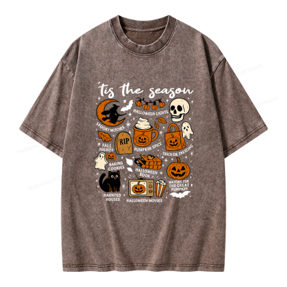 Pagewings Halloween Tis The Season Unisex Washed T-shirt