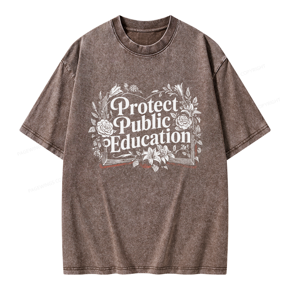 Pagewings Protect Public Education Unisex Washed T-shirt