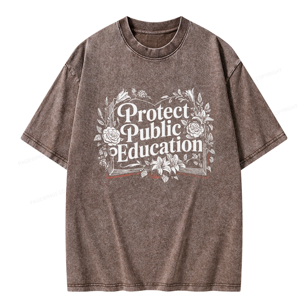 Pagewings Protect Public Education Unisex Washed T-shirt