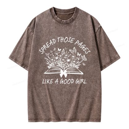 Pagewings Spread Those Pages Like A Good Girl Unisex Washed T-shirt