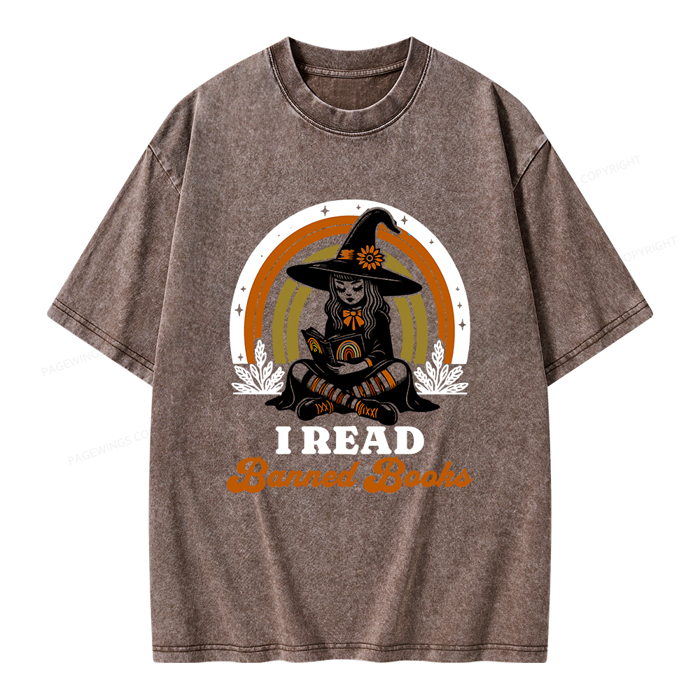 Pagewings I Read Banned Books Unisex Washed T-shirt