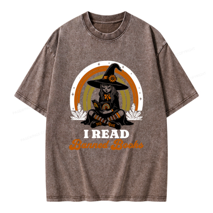 Pagewings I Read Banned Books Unisex Washed T-shirt