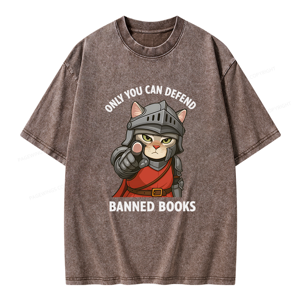 Pagewings Only You Can Defend Banned Books Unisex Washed T-shirt