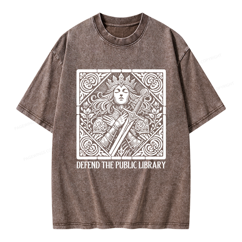 Pagewings Defend The Public Library Unisex Washed T-shirt