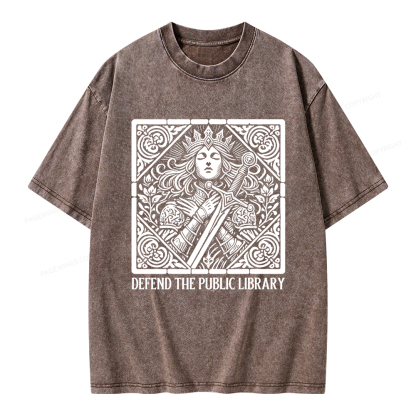 Pagewings Defend The Public Library Unisex Washed T-shirt