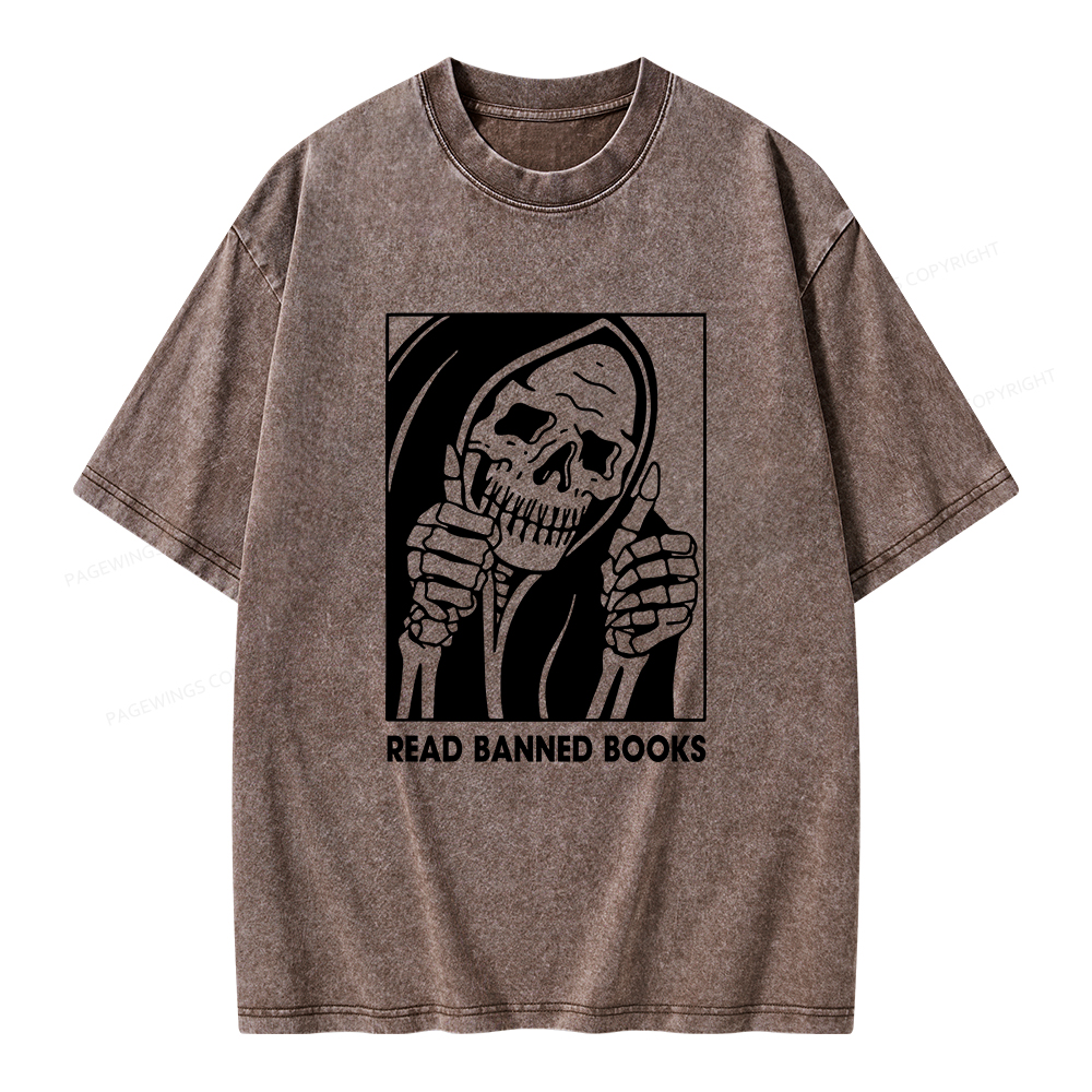 Pagewings Read Banned Books Unisex Washed T-shirt