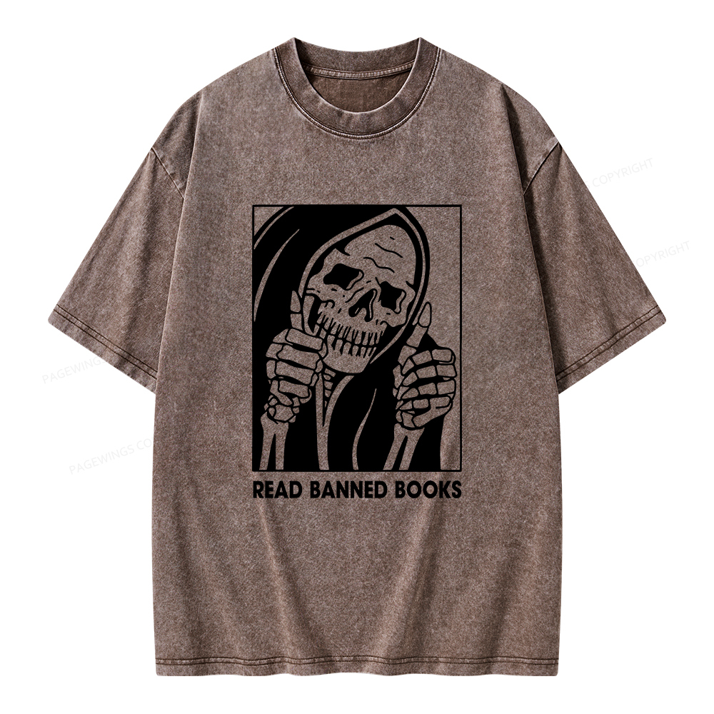 Pagewings Read Banned Books Unisex Washed T-shirt
