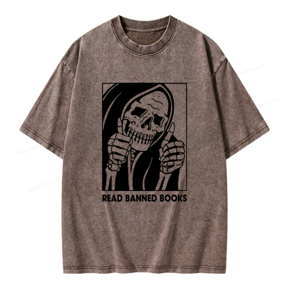 Pagewings Read Banned Books Unisex Washed T-shirt