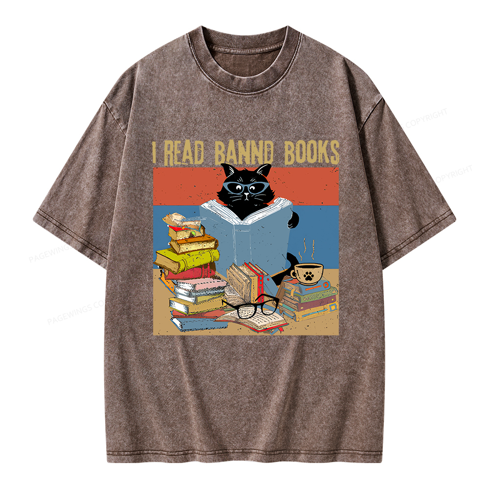 Pagewings  I Read Banned Books Unisex Washed T-shirt