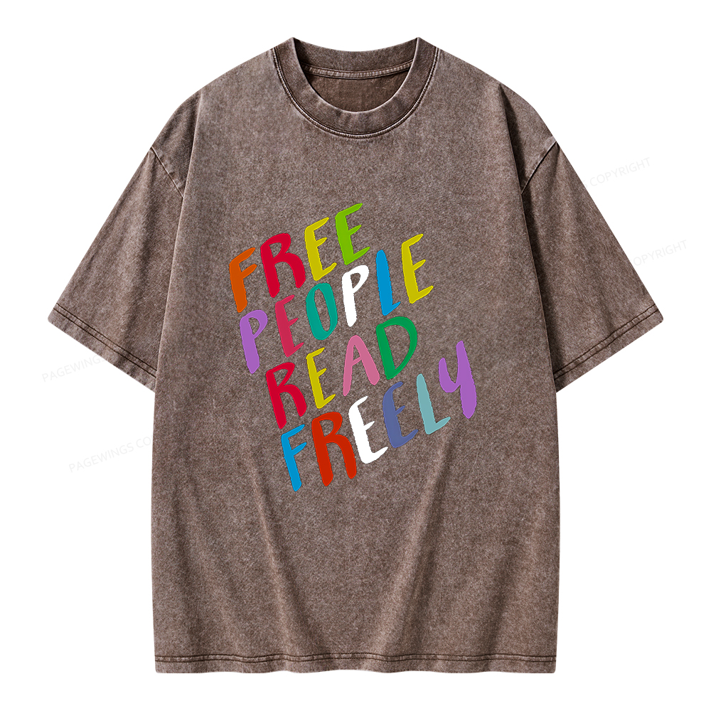 Pagewings Free People Read Freely Unisex Washed T-shirt