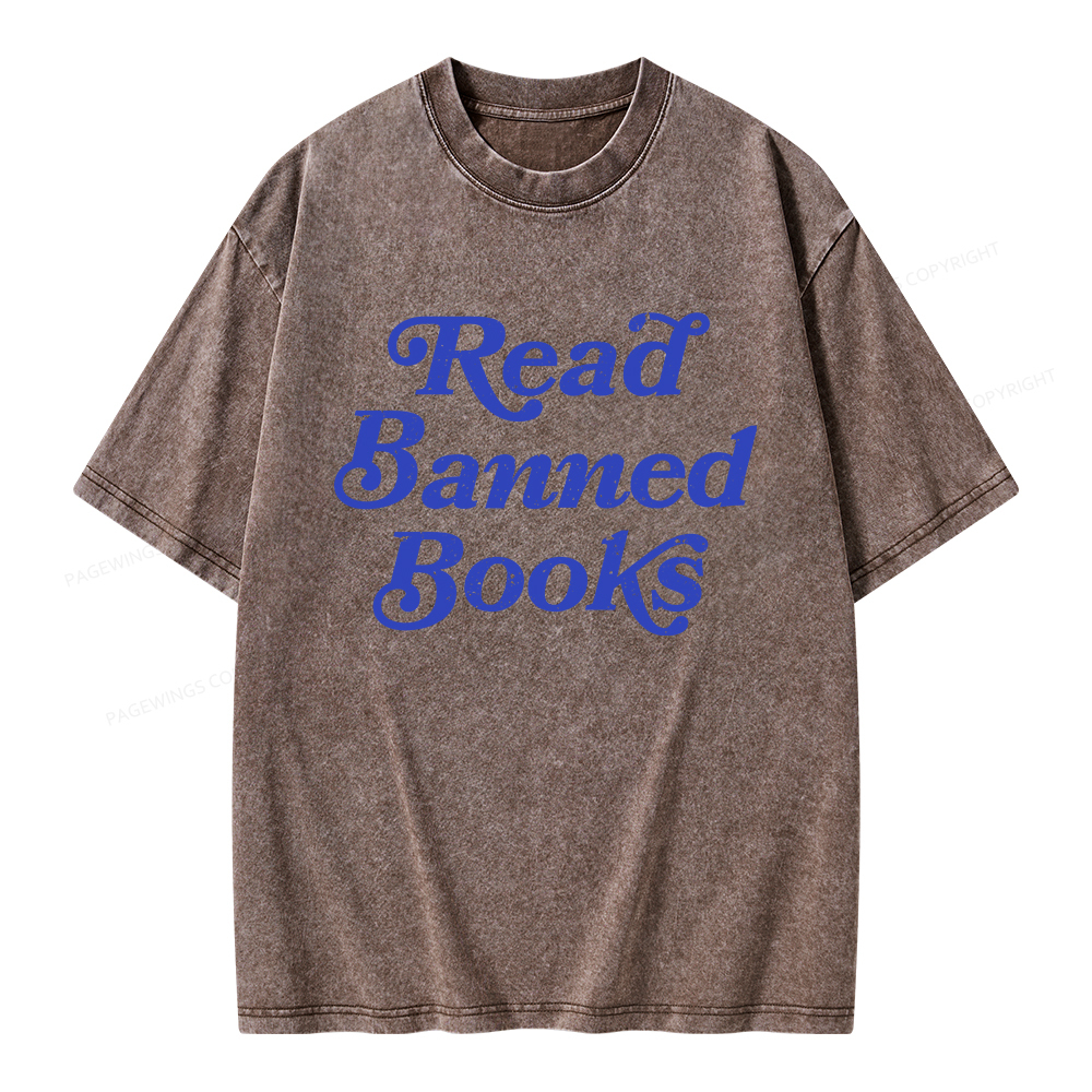 Pagewings Read Banned Books Unisex Washed T-shirt