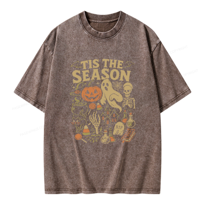 Pagewings Tis The Season Halloween Unisex Washed T-shirt
