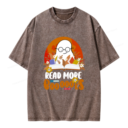 Pagewings Read More Books Halloween Unisex Washed T-shirt