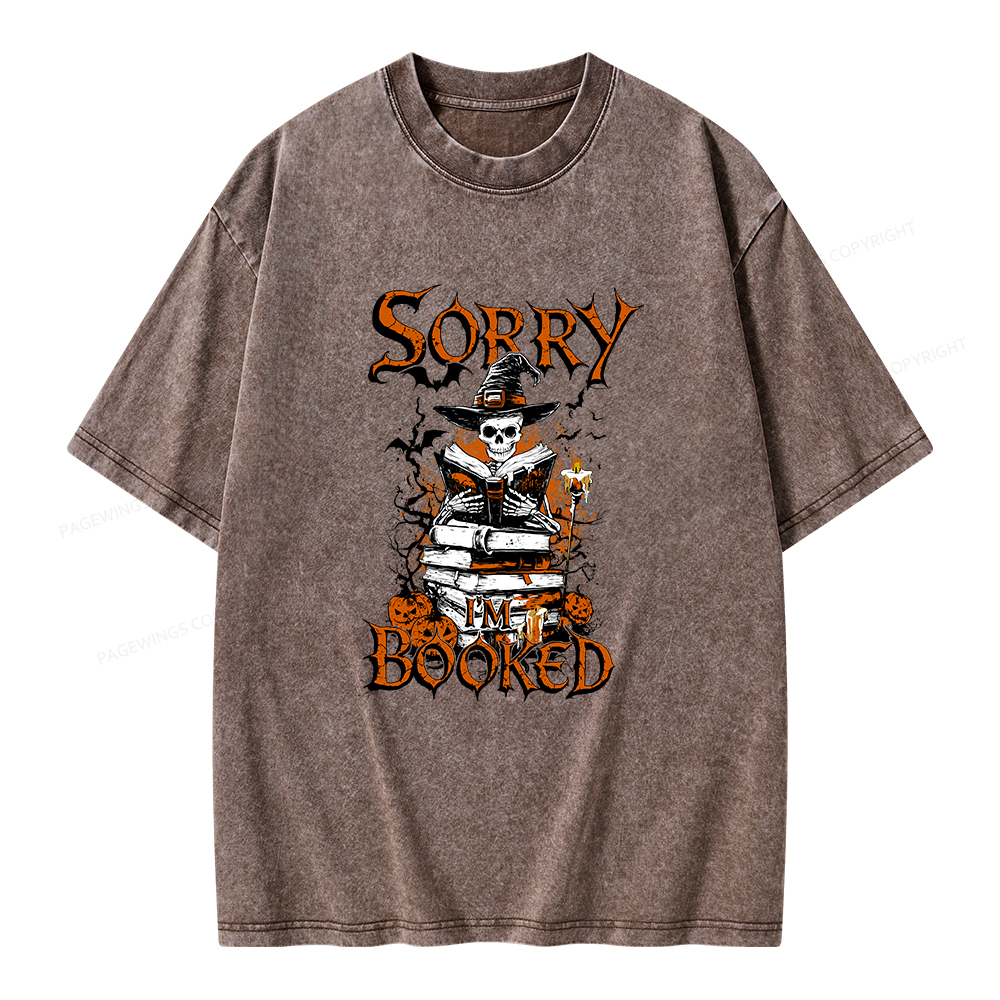 Pagewings Halloween I'm Booked Unisex Washed T-shirt