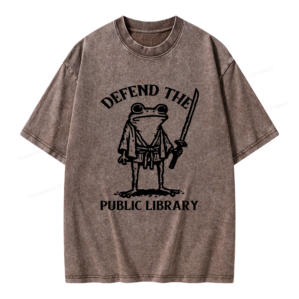 Pagewings Defend Your Public Library Unisex Washed T-shirt