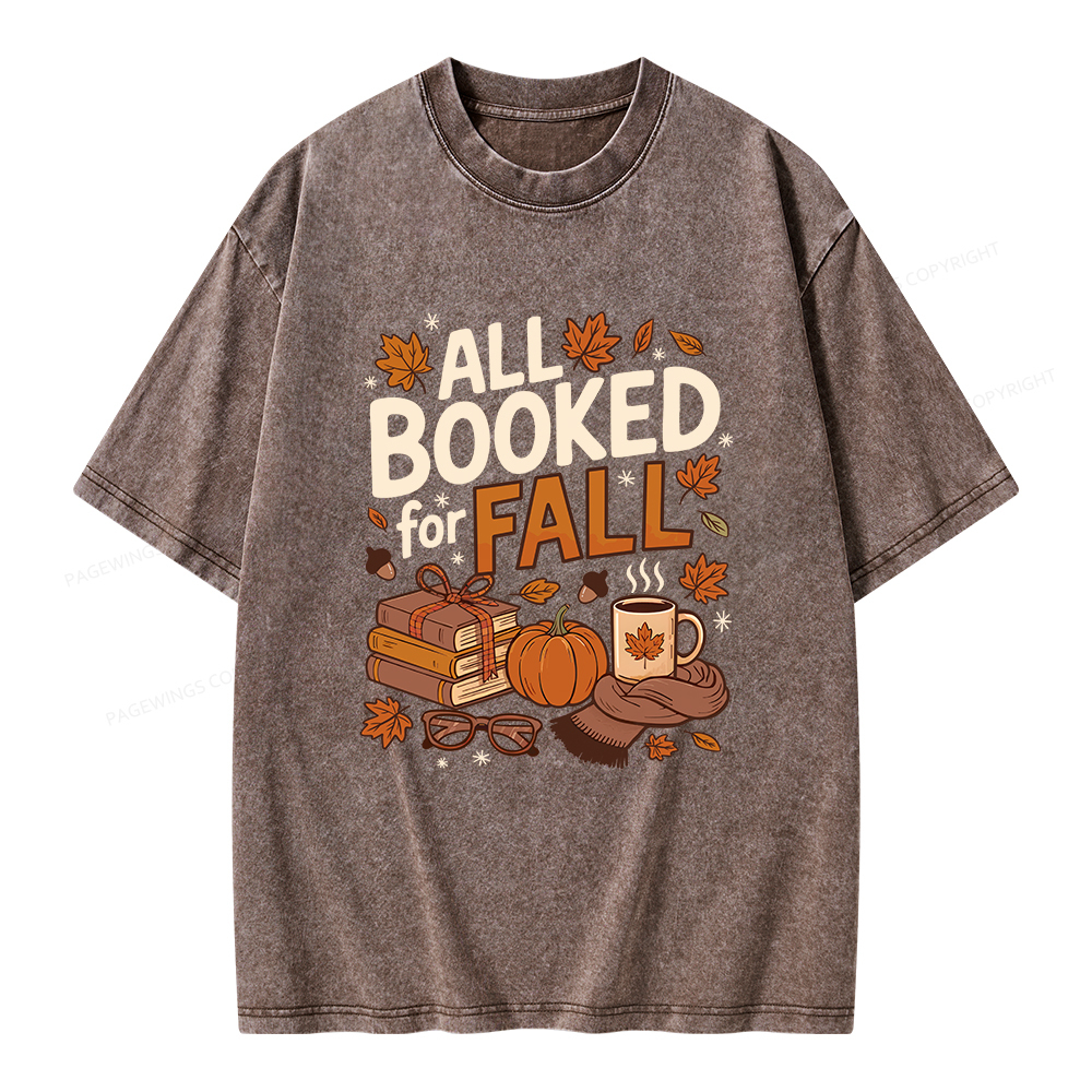 Pagewings All Booked For Fall Unisex Washed T-shirt