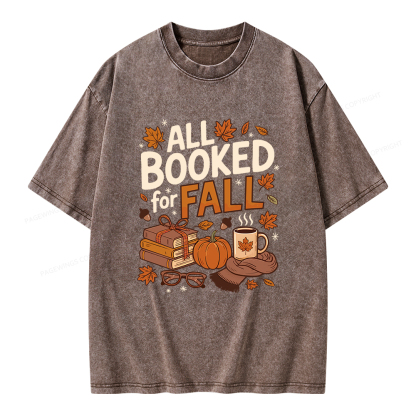 Pagewings All Booked For Fall Unisex Washed T-shirt