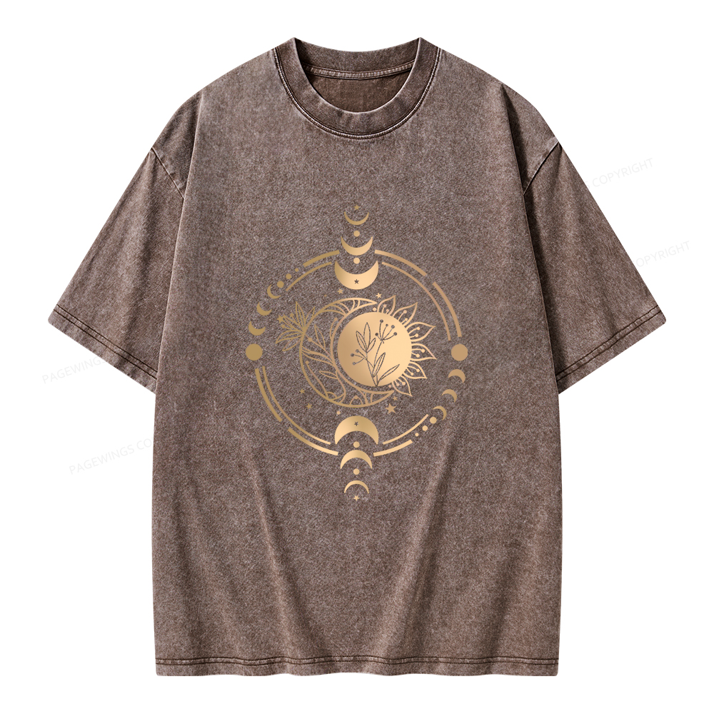 Pagewings Mystic Moon And Sun Unisex Washed T-shirt