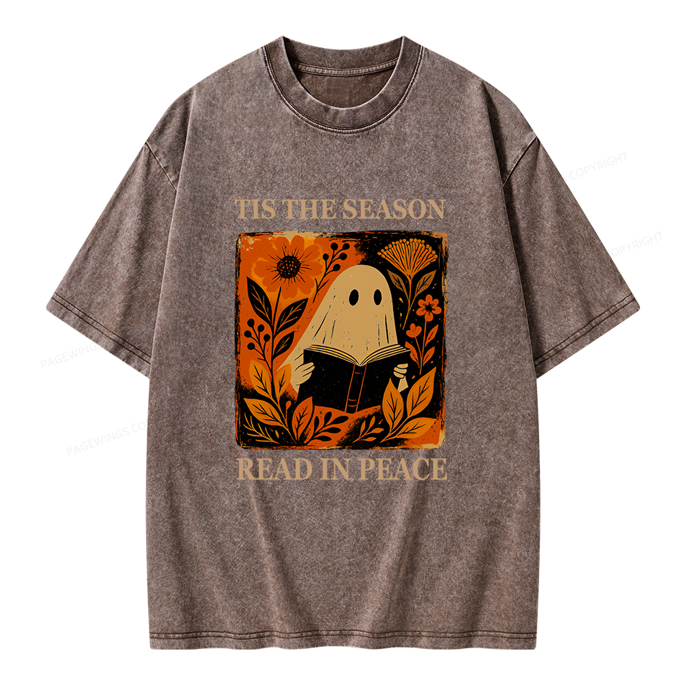 Pagewings Tis The Season Read In Peace Unisex Washed T-shirt