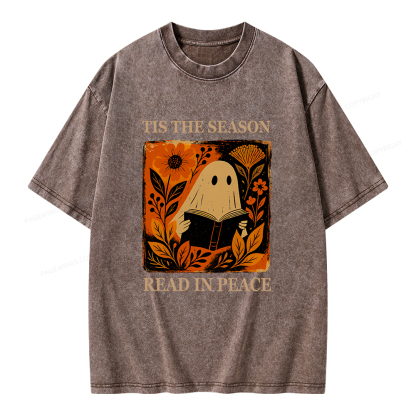 Pagewings Tis The Season Read In Peace Unisex Washed T-shirt
