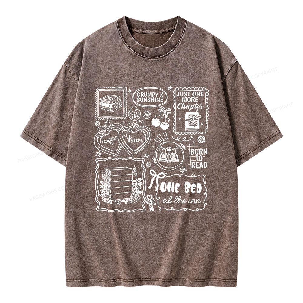 Pagewings Romance Book Lover Unisex Washed T-shirt