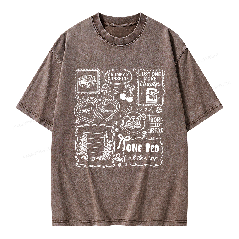 Pagewings Romance Book Lover Unisex Washed T-shirt