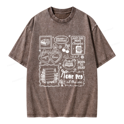 Pagewings Romance Book Lover Unisex Washed T-shirt