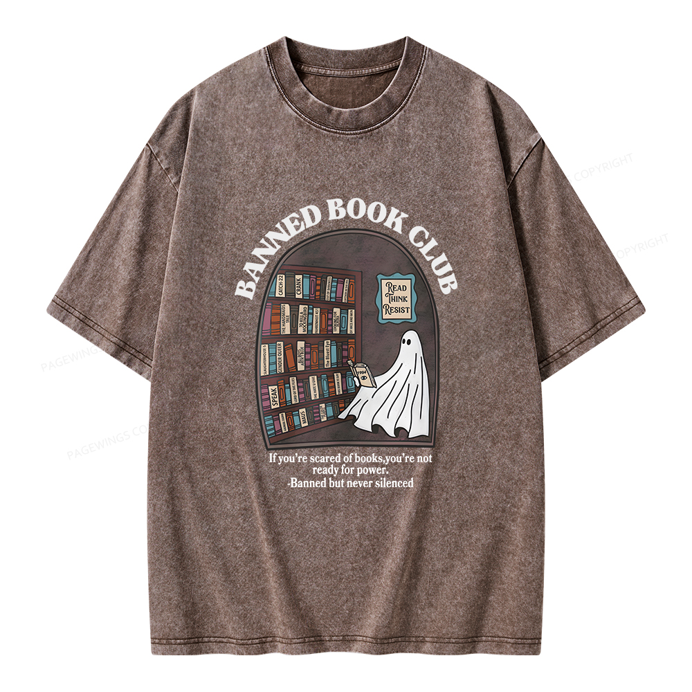Pagewings Banned Book Club Unisex Washed T-shirt