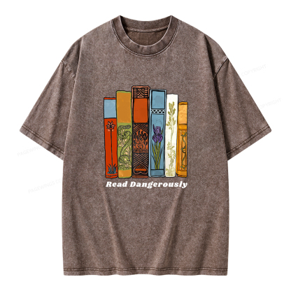 Pagewings Read Dangerously Unisex Washed T-shirt