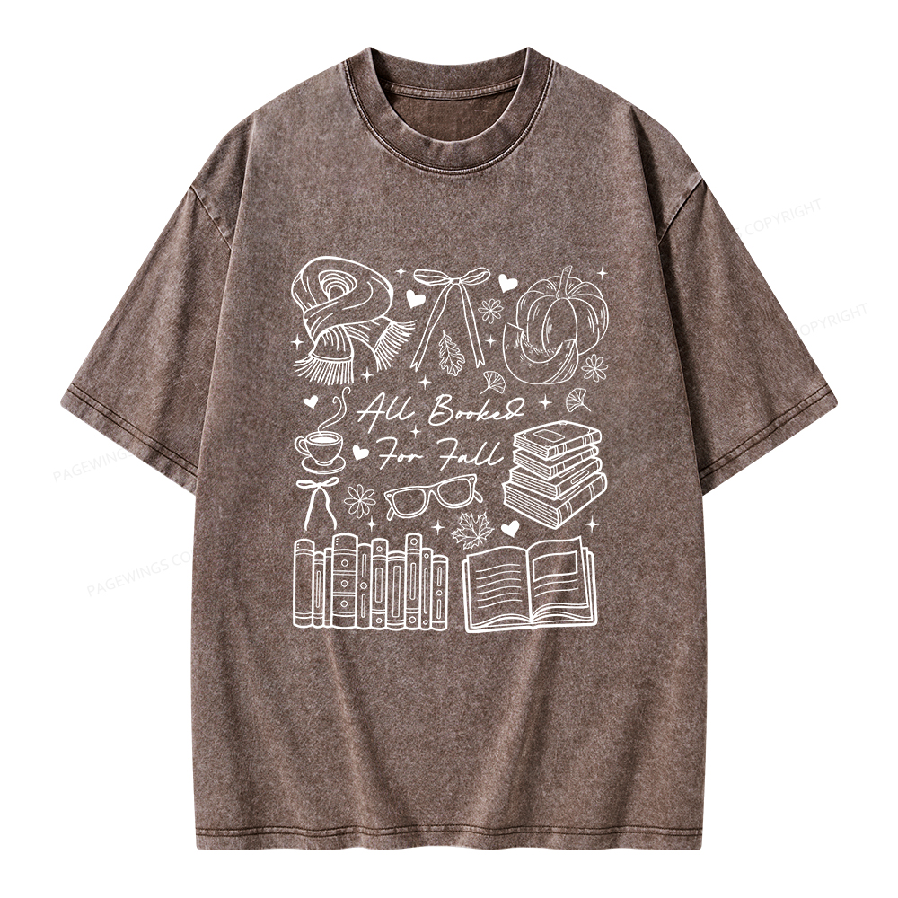 Pagewings All Booked for Fall Unisex Washed T-shirt