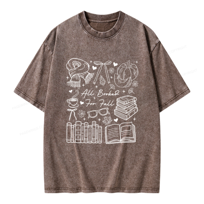 Pagewings All Booked for Fall Unisex Washed T-shirt