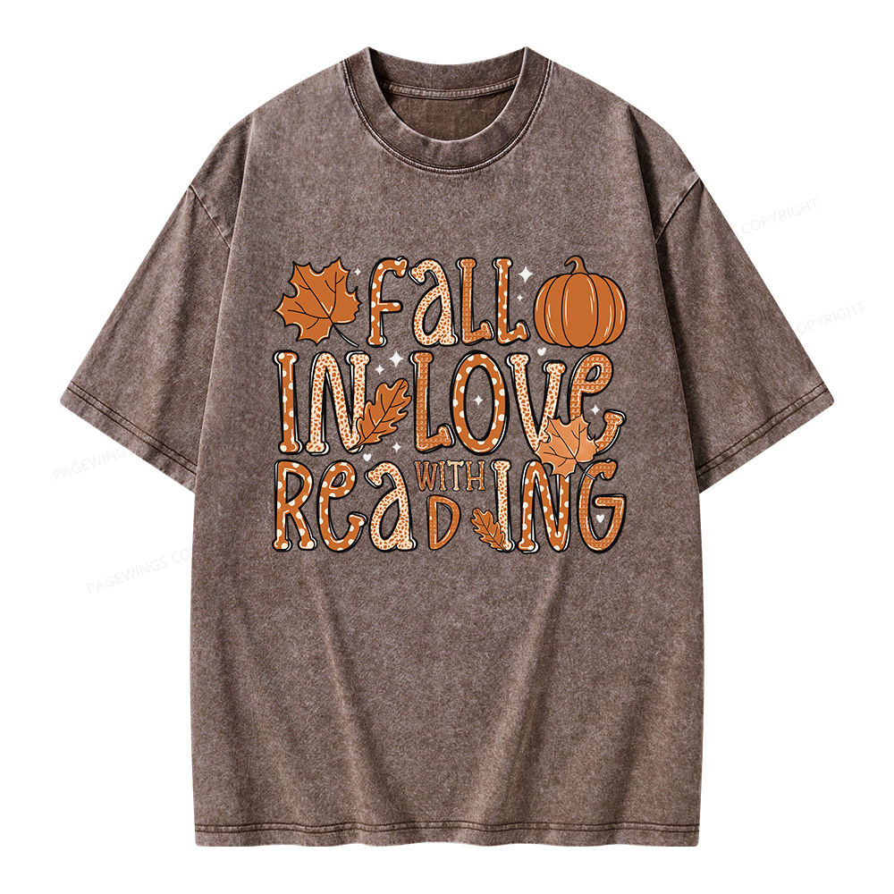 Pagewings Fall In Love With Reading Unisex Washed T-shirt