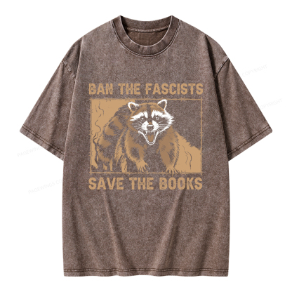 Pagewings Ban The Fascists Save The Books Unisex Washed T-shirt
