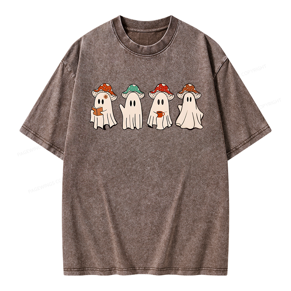 Pagewings Ghostly Bookworm Unisex Washed T-shirt