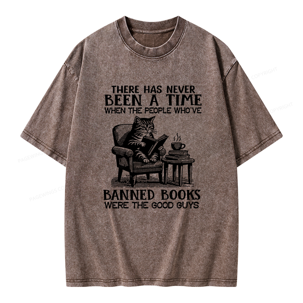 Pagewings Cats Reading Books Are Prohibited From Having Books Unisex Washed T-shirt