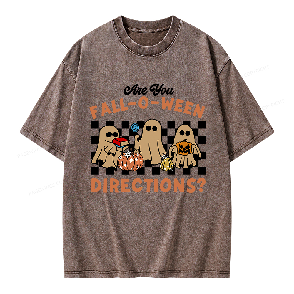 Pagewings Are You Fall-O-Ween Directions Unisex Washed T-shirt