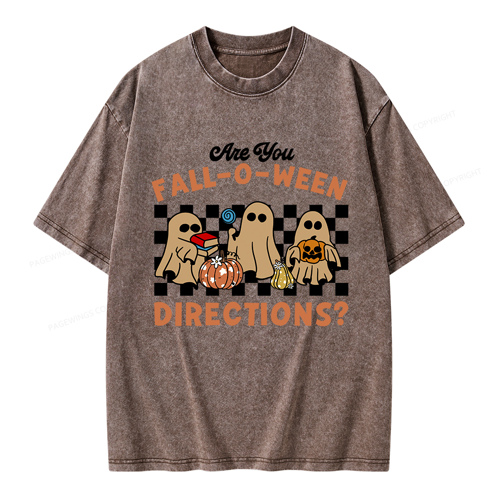 Pagewings Are You Fall-O-Ween Directions Unisex Washed T-shirt